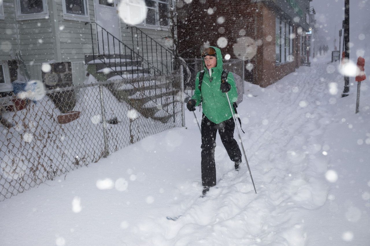 XC skier on Broadway