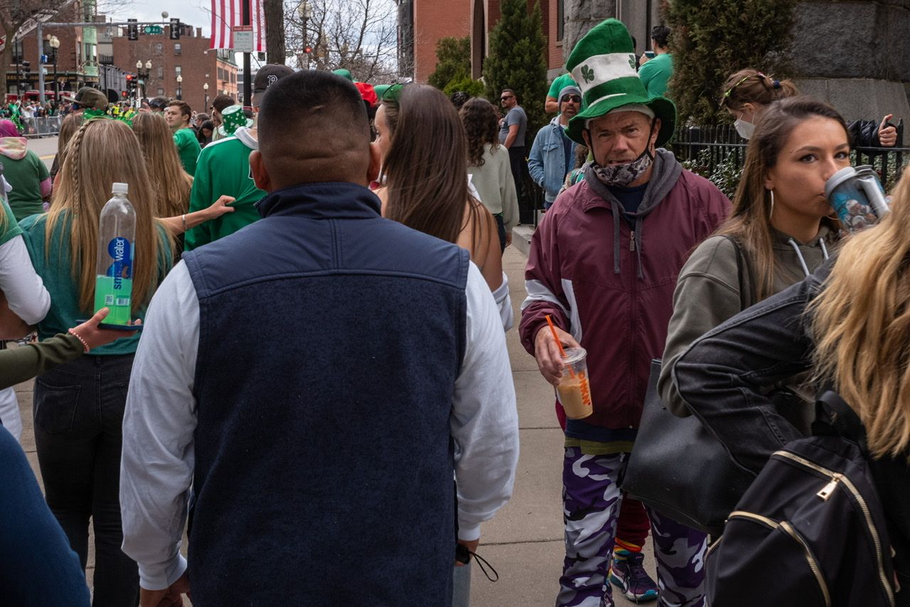 Man in crowd
