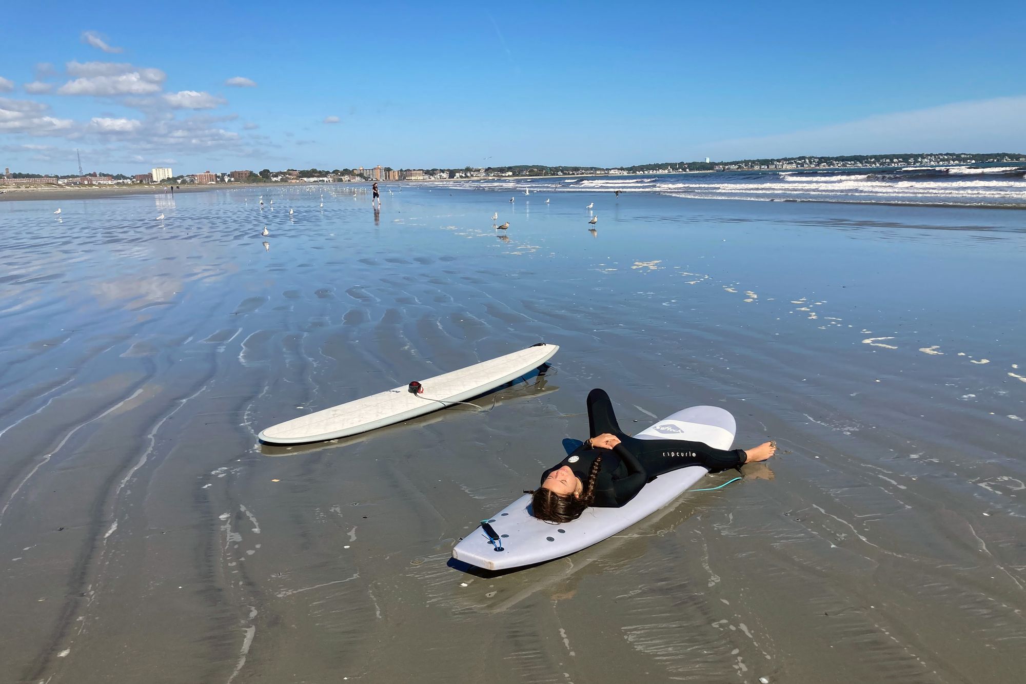 Surfing at Nahant Beach
